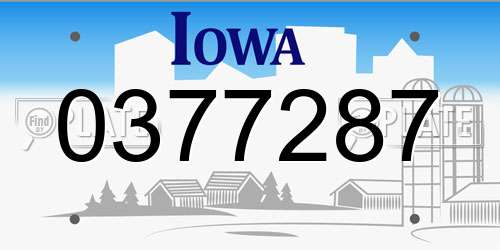 0377287 Iowa License Plate