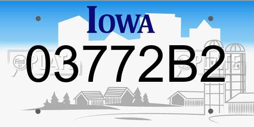 03772B2 Iowa License Plate