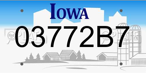 03772B7 Iowa License Plate