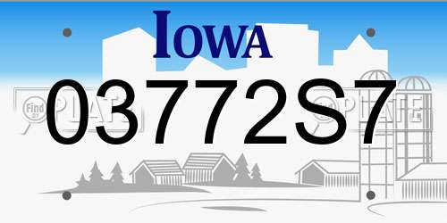 03772S7 Iowa License Plate