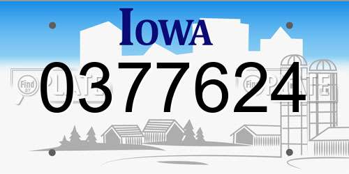 0377624 Iowa License Plate