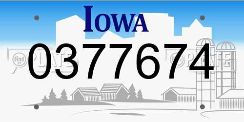 0377674 Iowa License Plate