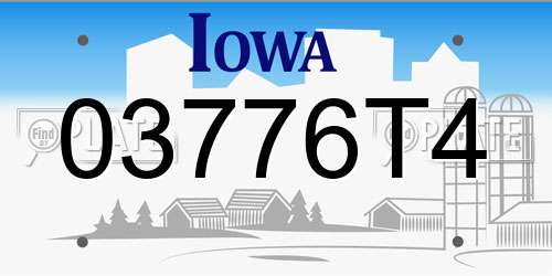 03776T4 Iowa License Plate