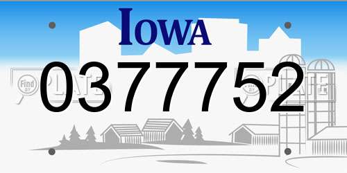 0377752 Iowa License Plate