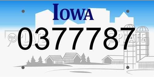 0377787 Iowa License Plate
