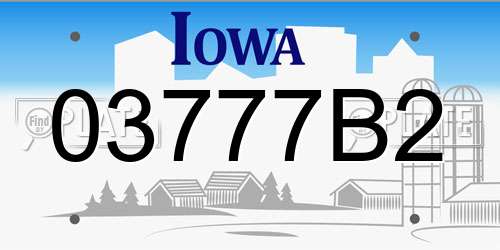 03777B2 Iowa License Plate