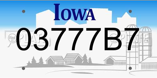 03777B7 Iowa License Plate