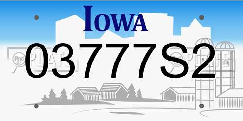 03777S2 Iowa License Plate