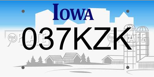 037KZK Iowa License Plate