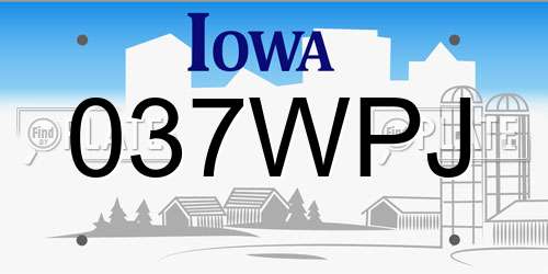 037WPJ Iowa License Plate