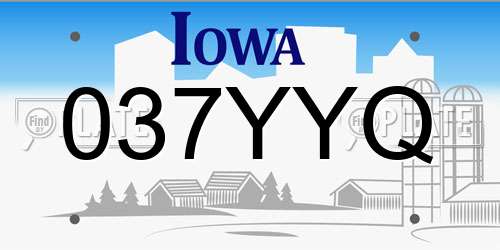 037YYQ Iowa License Plate