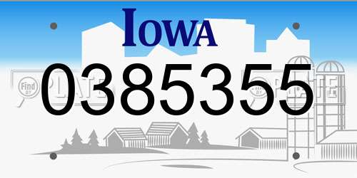 0385355 Iowa License Plate