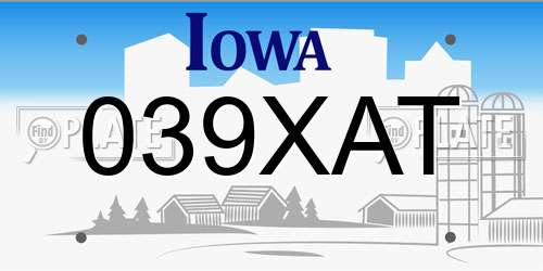 039XAT Iowa License Plate