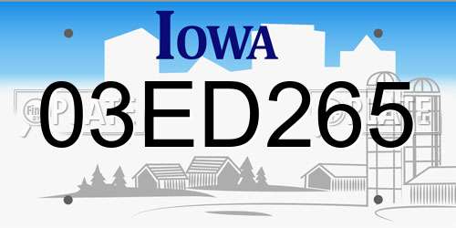 03ED265 Iowa License Plate
