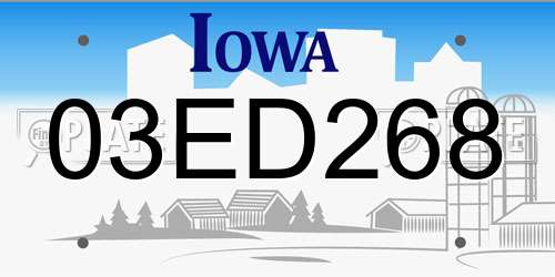 03ED268 Iowa License Plate