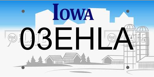 03EHLA Iowa License Plate