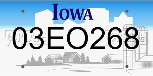 03EO268 Iowa License Plate