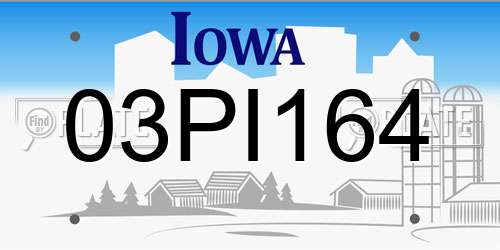 03PI164 Iowa License Plate