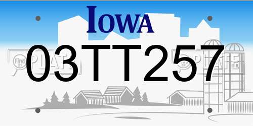 03TT257 Iowa License Plate