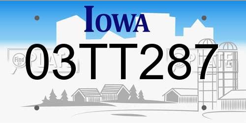 03TT287 Iowa License Plate