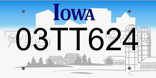03TT624 Iowa License Plate