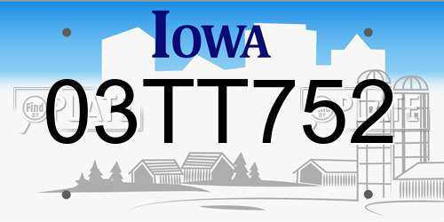 03TT752 Iowa License Plate