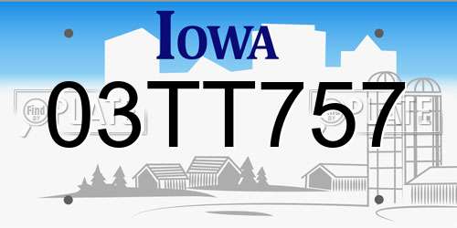 03TT757 Iowa License Plate