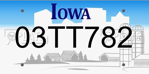 03TT782 Iowa License Plate