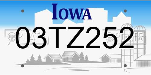 03TZ252 Iowa License Plate