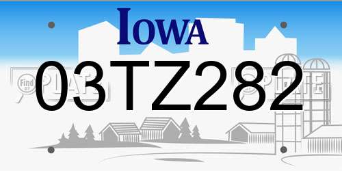 03TZ282 Iowa License Plate