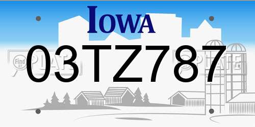 03TZ787 Iowa License Plate