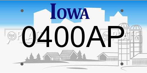 0400AP Iowa License Plate