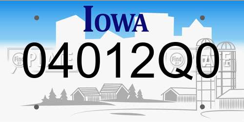 04012Q0 Iowa License Plate