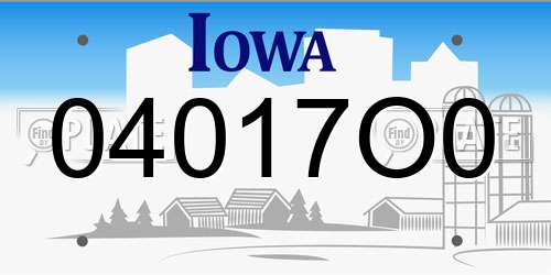04017O0 Iowa License Plate