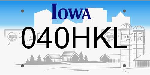 040HKL Iowa License Plate