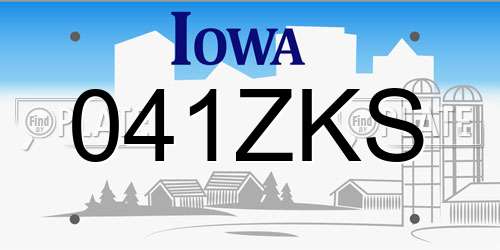 041ZKS Iowa License Plate