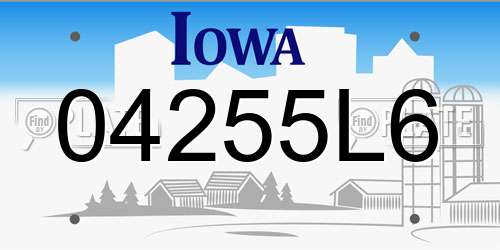 04255L6 Iowa License Plate