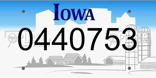 0440753 Iowa License Plate