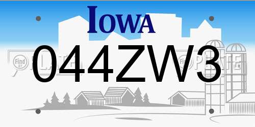 044ZW3 Iowa License Plate