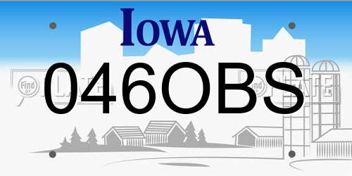 046OBS Iowa License Plate