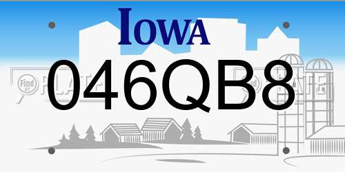 046QB8 Iowa License Plate