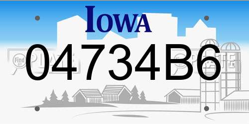 04734B6 Iowa License Plate