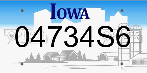 04734S6 Iowa License Plate
