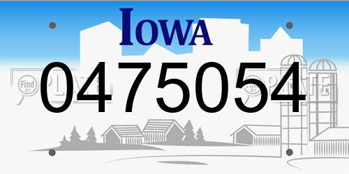 0475054 Iowa License Plate