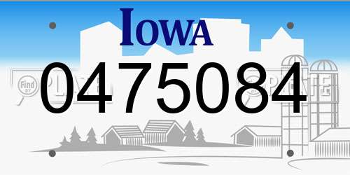 0475084 Iowa License Plate