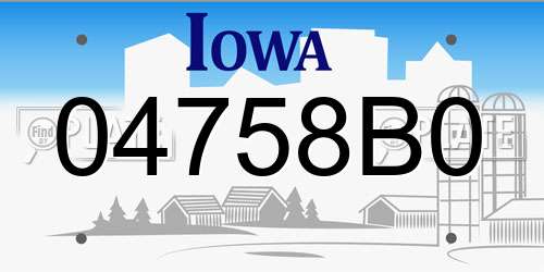 04758B0 Iowa License Plate