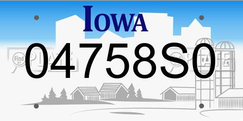 04758S0 Iowa License Plate