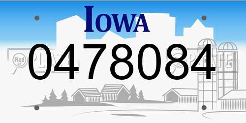 0478084 Iowa License Plate