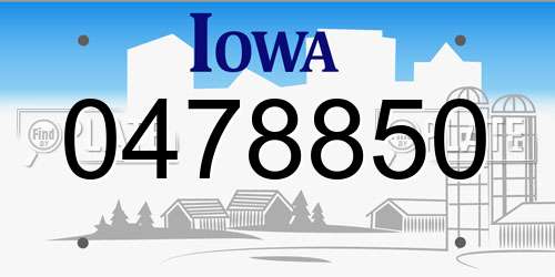 0478850 Iowa License Plate