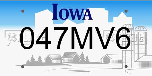 047MV6 Iowa License Plate